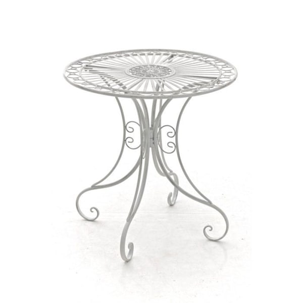 Havebord i smedet jern diameter Ø 70 cm hvid antik MDJ10052