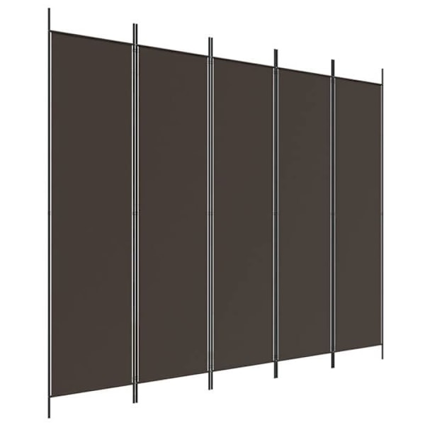Paravent separerar rum partition 5 paneler 250 x 200 cm brunt tyg och järn DEC030981 Flerfärgad