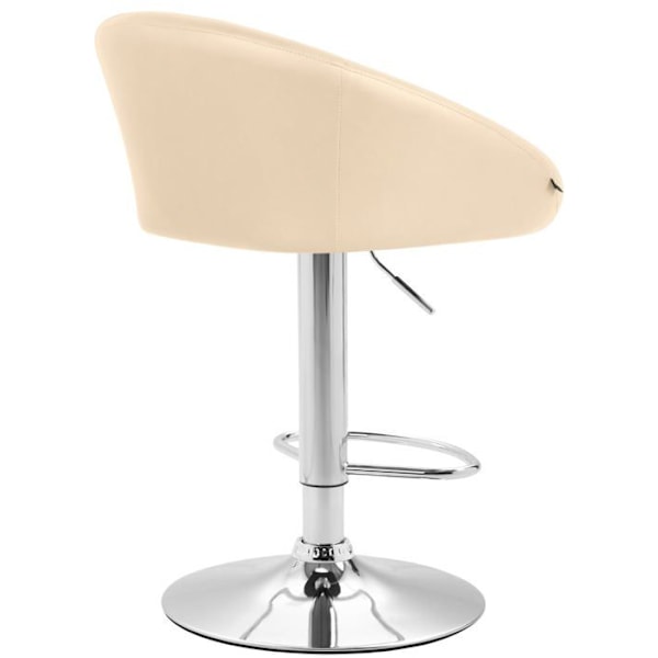 Barstol x1 justerbar og roterbar med afrundet ryglæn i creme PVC, fodstøtte i krommetal TDB10805 Grädde