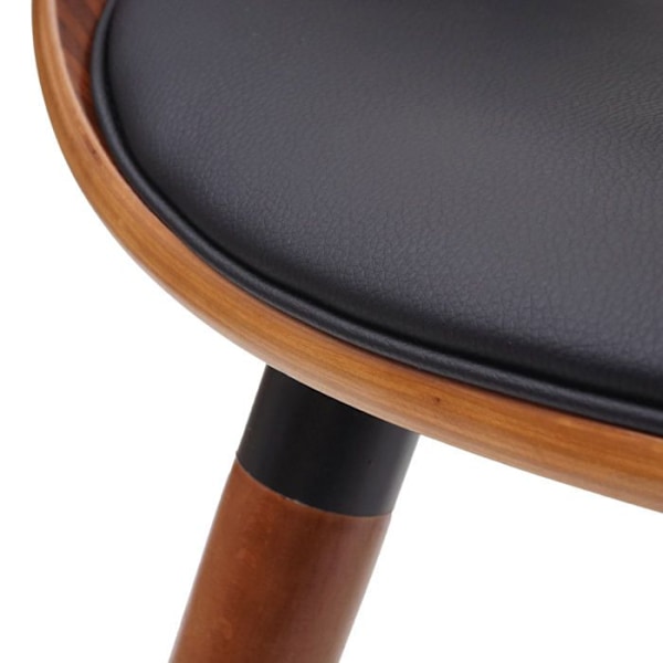 Retro design spisebordsstol til køkken i sort syntetik med brune træben 04_0002218 kastanj