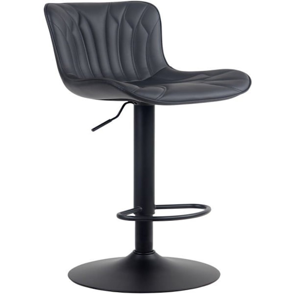 Barstol høj x1 med dekorative syninger i sort PVC, ben i sort metal 10_0005166 Metall