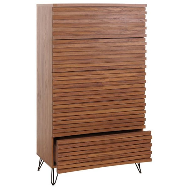 Kommode højt design 3d 5 skuffer i massivt mangotræ og metal 145x80x44 cm valnøddesign 04_0006527 kastanj