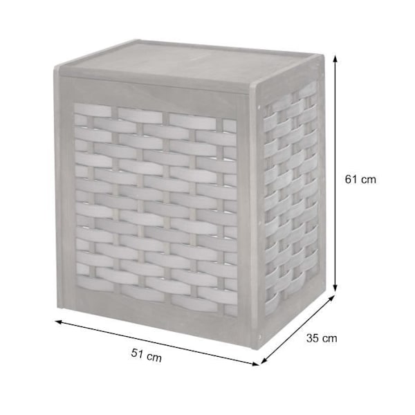 Tvättkorg, sorteringsbehållare i massiv trä, mått 61 x 51 x 35 vit