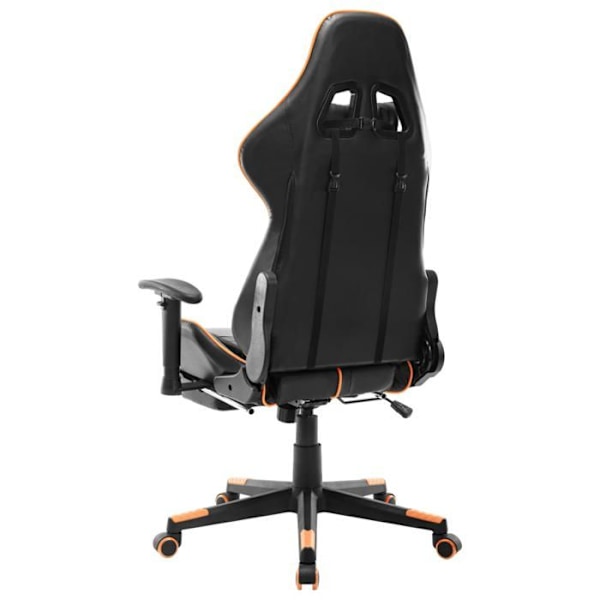 Kontorstol gaming med hjul og fodstøtte i sort og orange PVC DEC025783 Svart