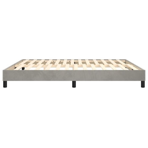 Sengebunde med lameller på fodramme 180 x 200 lys grå fløjl