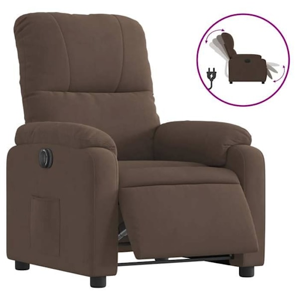 Fauteuil relax TV med elektrisk løftefunktion, meget komfortabel i brunt mikrofiber stof DEC028456 kastanj