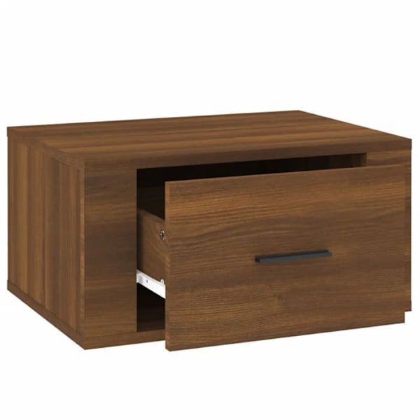 Væghængt natbord med skuffe 50 x 36 x 25 cm brun ingeniørtømmer DEC034276 kastanj