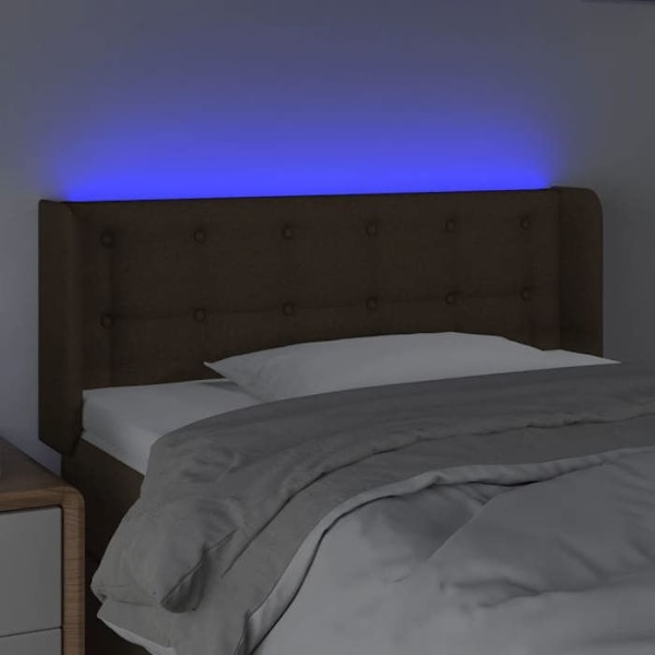 Senggavl tilbehør seng soveværelse møbel med LED 103 x 16 x 78/88 mørkebrun stof Mörkbrun