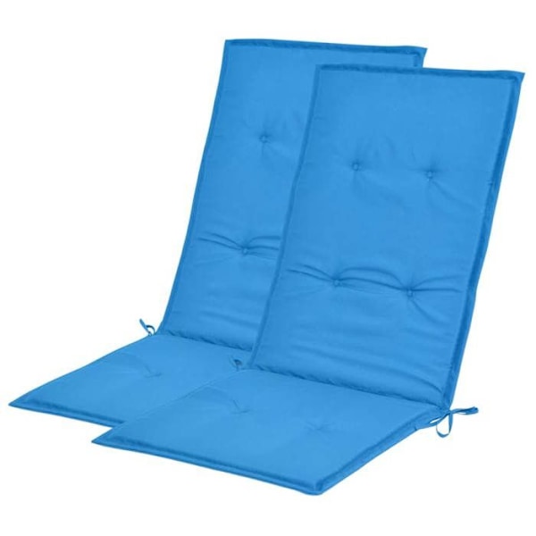 Set med 2 trädgårdsstolar kuddar i blått tyg 120 x 50 x 3