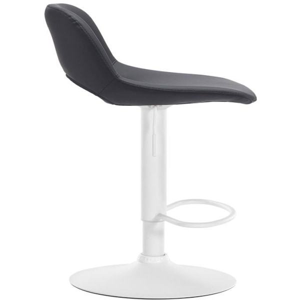 Barstole højde x2 med fodstøtte i sort PVC, hvid metalstel 10_0004070 Vit