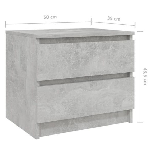 Yöpöytä kahdella laatikolla 50 x 39 x 43,5 cm harmaa lastulevy DEC034052 Grå
