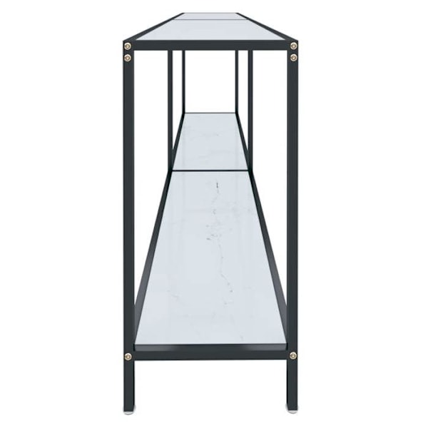 Moderni sisäänkäyntikonsolipöytä hyllyillä 200 x 35 x 75,5 cm karkaistua lasia valkoinen marmorilook ja terästä DEC031705 Vit