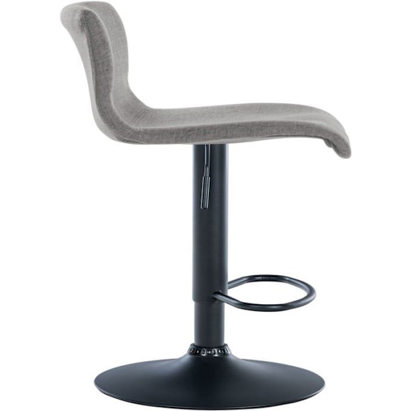 Sæt af 2 enkle design barstole med fodskammel i lys grå stof og sorte metalben 10_0004053 Grå