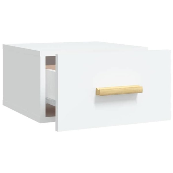Sæt med 2 væghængte natborde med skuffe 35 x 35 x 20 cm i hvidt ingeniørtræ DEC036019 Vit