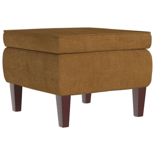 Classic design footrest stool with wooden legs and brown velvet seat DEC026311 kastanj