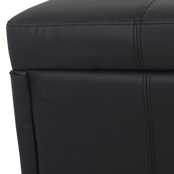 Bænk med opbevaringskiste i sort syntetisk materiale 112 x 45 x 45
