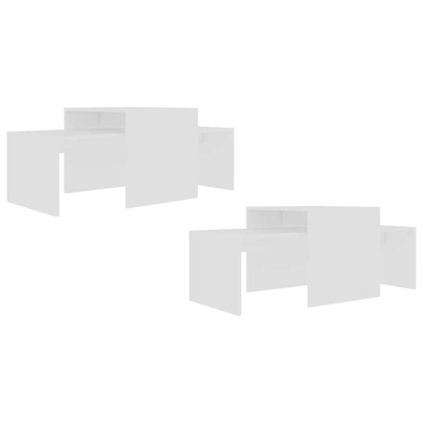 Set av staplade soffbord 100 x 48 x 40 cm i vitt ingenjörsträ DEC031268 Vit
