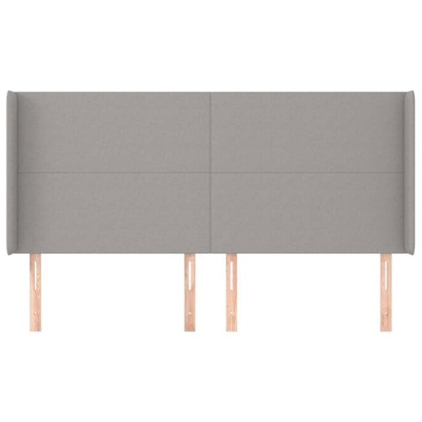Huvudgavel sängtillbehör sovrum möbel med sidokant 203 x 16 x 118/128 ljusgrå tyg