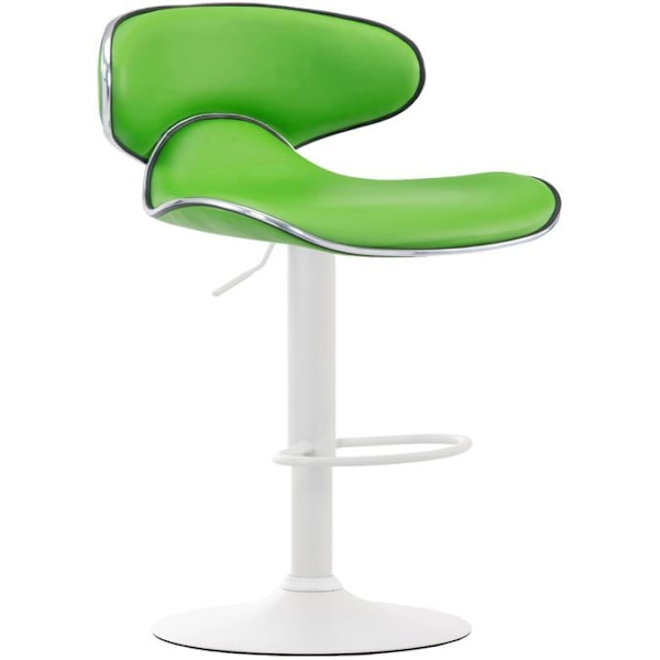 Set om 2 barstolar i modern design med matt vit metallfot och grön syntetisk sits 10_0000351 Vit