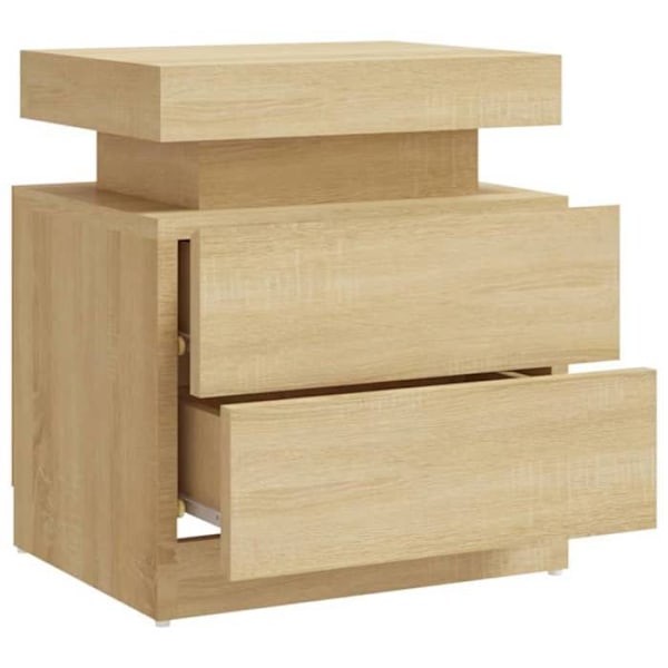 Natbord med to skuffer 45 x 35 x 52 cm ingeniørtræ farve eg DEC033881 kastanj