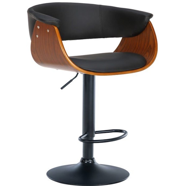 Moderna designbarstol med justerbar höjd och svängbar sits i svart PVC, trä- och metallskropp i svart 10_0005452 kastanj