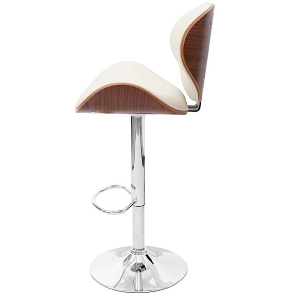 Barstol x1 retro design i creme PVC, valnød træ og metal 04_0001217 kastanj