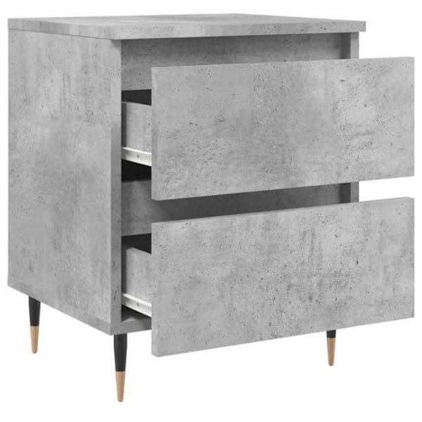 Sæt med 2 sengeborde med skuffer 40 x 35 x 50 cm ingenieurtræ grå og jern DEC035365 kastanj