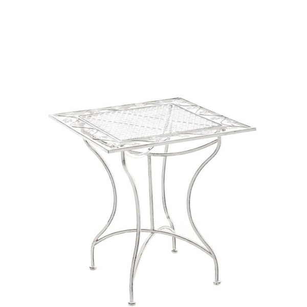 Rustik design havebords til terrasse og balkon i hvid, patineret smedet jern 10_0003813 Vit