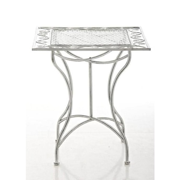 Rustik design havebords til terrasse og balkon i hvid, patineret smedet jern 10_0003813 Vit