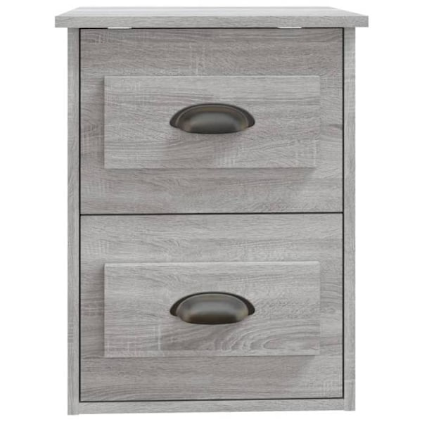 Sæt af 2 væghængte natborde med skuffer 41,5 x 36 x 53 cm ingeniørtræ grå DEC036112 kastanj