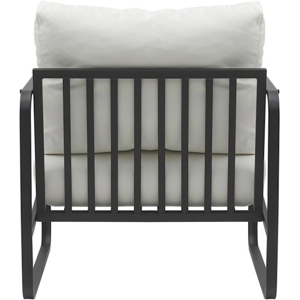 Retro chic design loungefåtölj i vit PVC med ram i matt svart metall 10_0002816 Vit