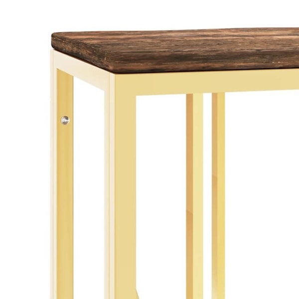 Bordstablett för soffbord 110 x 30 x 70 cm i rostfritt stål guld och återvunnet massivt trä DEC031980 kastanj