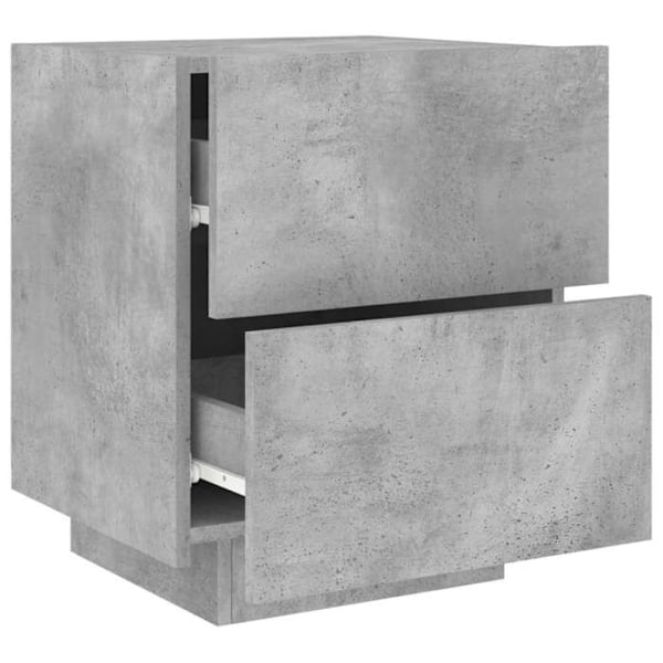 Natbord med 2 skuffer og LED 45 x 40 x 55 cm i grå ingeniørtræ DEC032804 kastanj