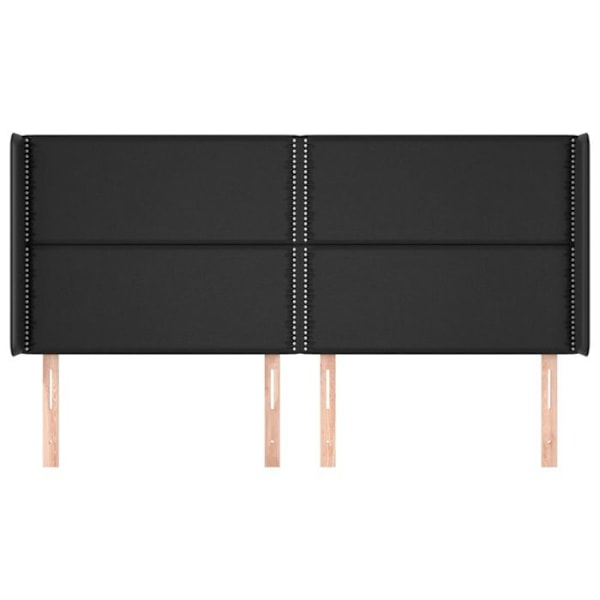 Hovedgærde til seng, soveværelse, møbel med sidekant 203 x 16 x 118/128 cm, syntetisk sort TDL0204501 Svart