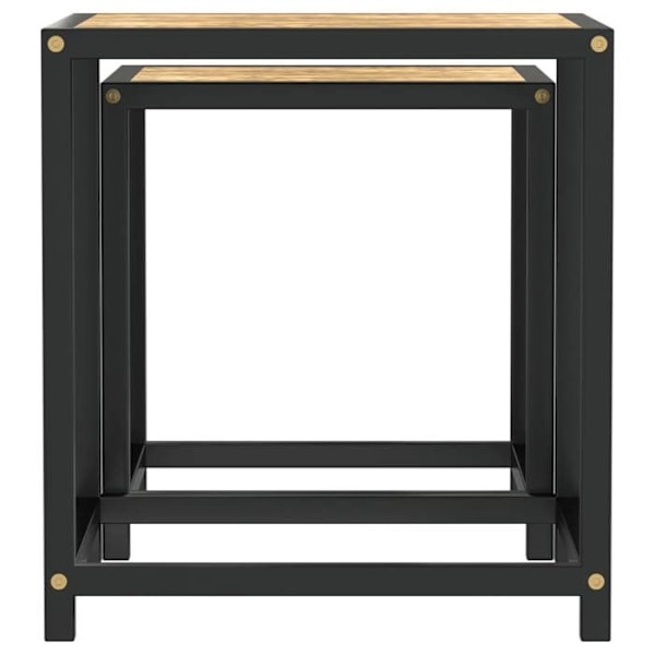 Set med 2 sidobord för växtstöd i MDF och svart stål DEC032744 Svart