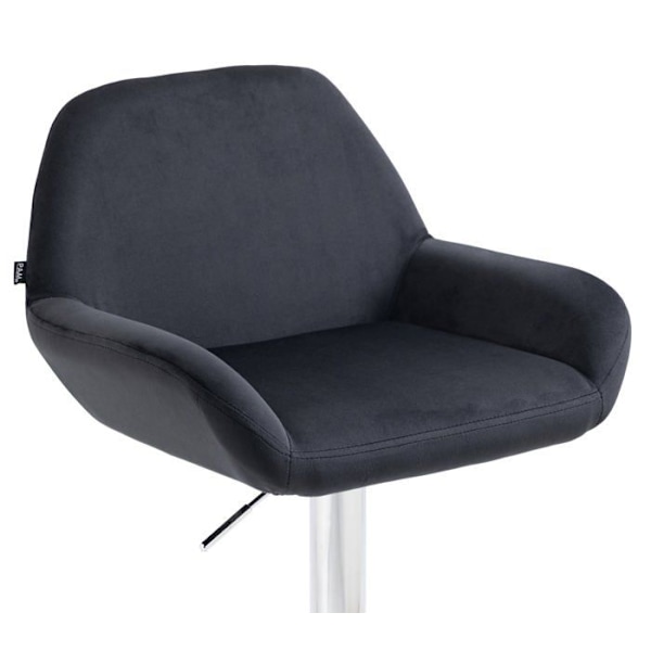 Barstol x1 i sort polstret velour med krommet metal trompetfod TDB10430 Metall