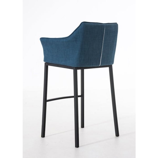 Baari stool, korkea karttuuri, nelikulmainen sinisellä kankaalla, 4 vakaata mustaa metallijalkaa 10_0004701 Blå