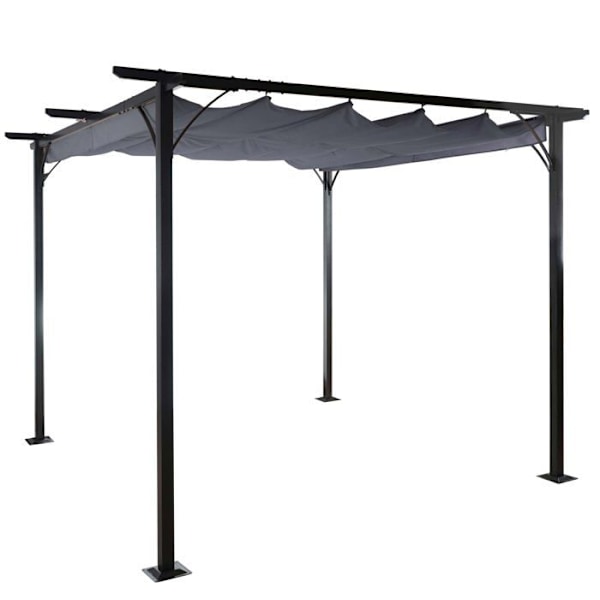 Kestävä 6-hengen puutarhapergola, avattava katto, 3 x 3 m, harmaa