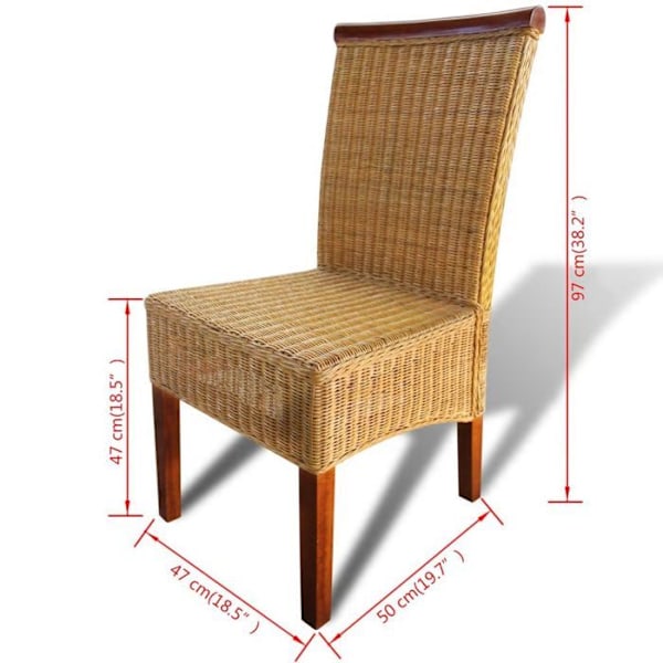 Matsalsstolar - Ej specificerat - Set om 4 - Äkta rotting - Massivt trä - Modern stil kastanj