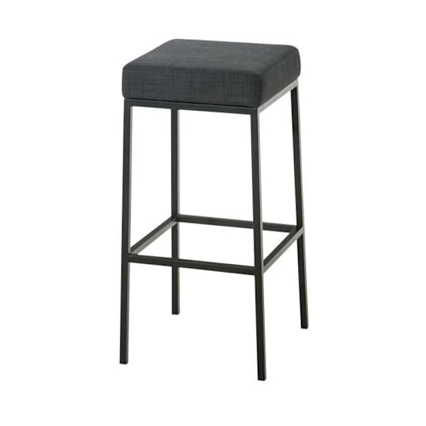 Barstol med fodstøtte, moderne design, mørkegrå stof og mat sort metal