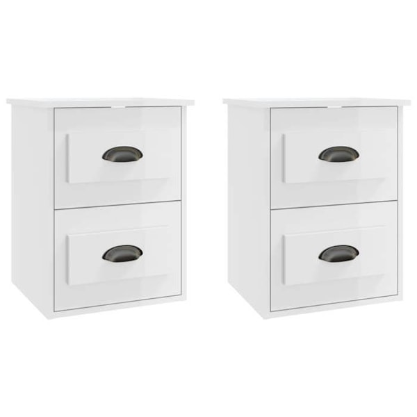 Set av 2 väggmonterade sängbord med lådor 41,5 x 36 x 53 cm vit ingenjörsträ DEC036032 Vit