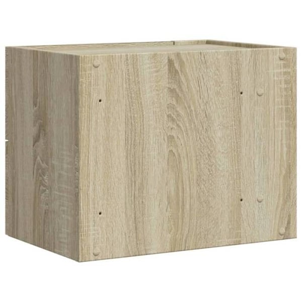 Væghængt natbord med to skuffer 45 x 30 x 35 cm ingeniørtræ i egetræfarve DEC034287 kastanj