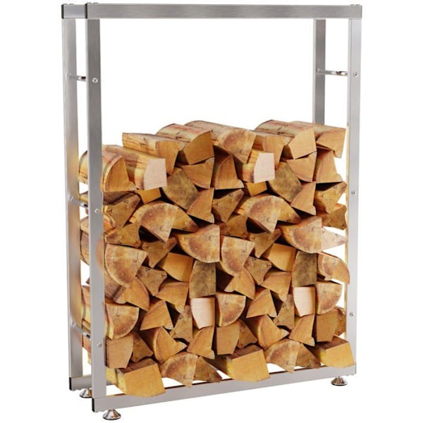 Range bûches etagere support bois de cheminee 150x80x25 cm i rustfrit stål 10_0003561 kastanj