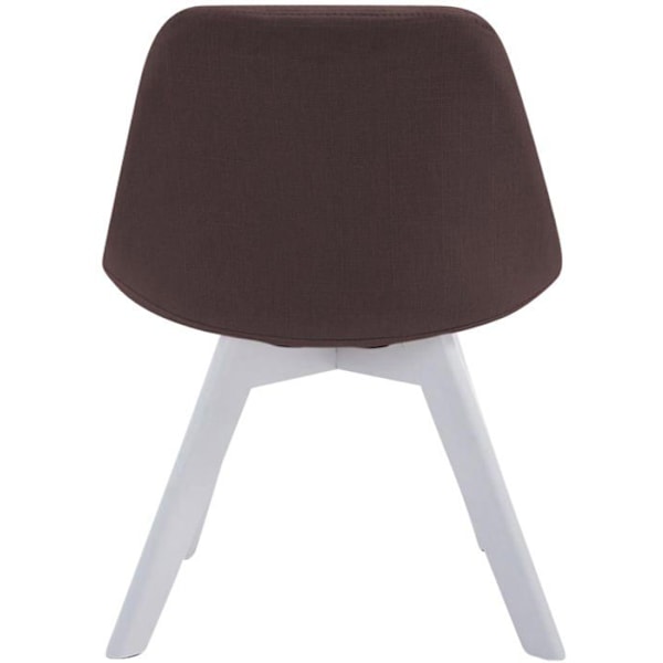 Spisestuestol x1 skandinavisk design i brun stof med 4-benet hvidt træ 10_0003312 Vit