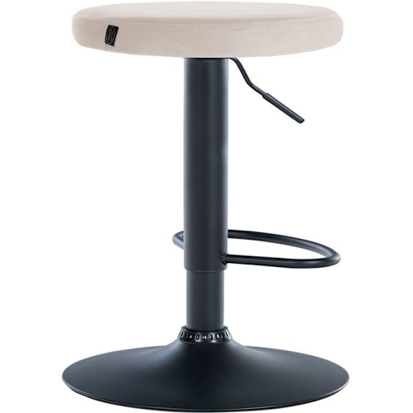 Barstol x1 enkel design justerbar höjd klädsel i krämfärgad sammet svarta metallben 10_0005351 Grädde