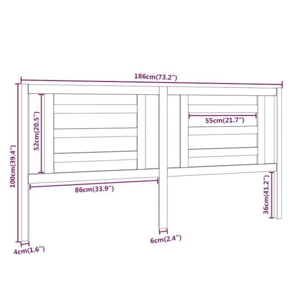 Sänggavel - Ej specificerad - 186x100 cm - Massivt trä - Vit - Nutida Vit