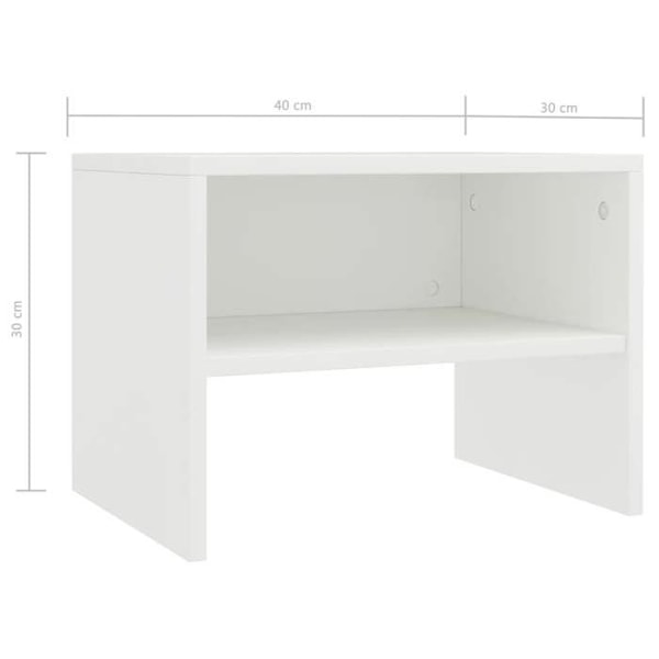 Nattbord med hylde 40 x 30 x 30 cm hvidt ingeniørtræ DEC033331 Vit