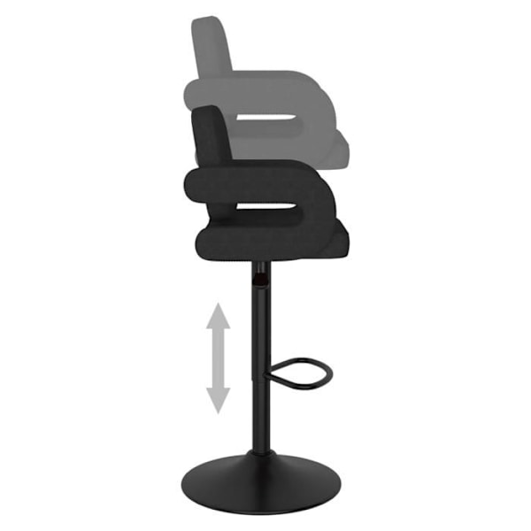Set med 2 barstolar hög design modern i tyg och svart stål DEC029816 Svart