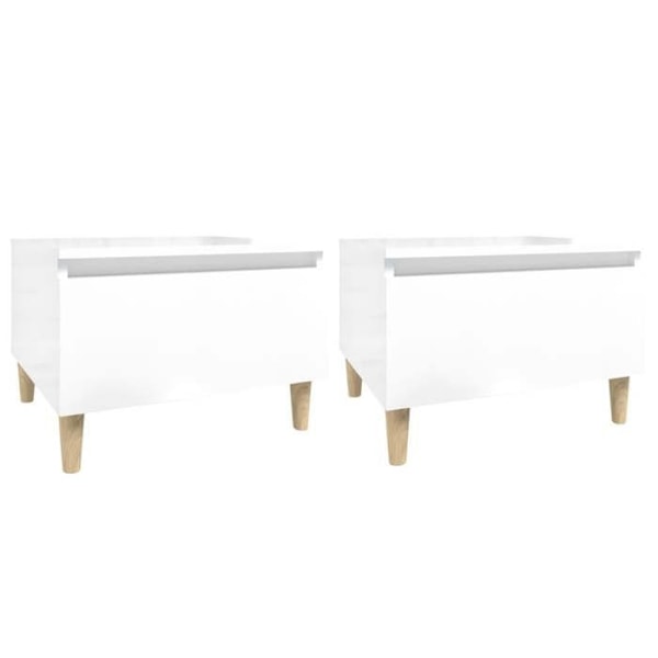 Sæt med 2 sideborde med skuffe natbord 50 x 46 x 35 cm i hvidt ingeniørtræ DEC032652 Vit
