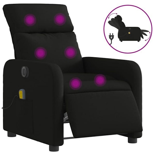 TV afslapningsstol med massagefunktion, elektrisk, 6 massagepunkter i sort stof DEC027232 Svart